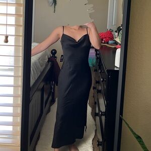 Express Black Satin Maxi Dress (Size XS) – Pre-Loved